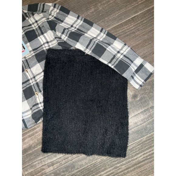 Cat & Jack Plaid Flannel Shirt & Black Knit Skirt Outfit size 7-8 Medium - Picture 2 of 3